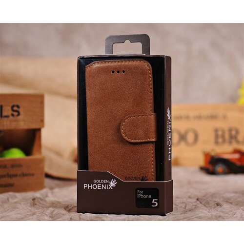 Golden Phoenix golden phoenix split leren wallet iphone 5 s se bruin