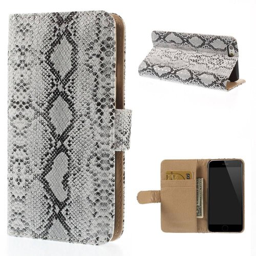 PU Leren Wallet iPhone 6(s) - Slangenhuid Wit PU Leren Wallet iPhone 6(s) - Slangenhuid Wit