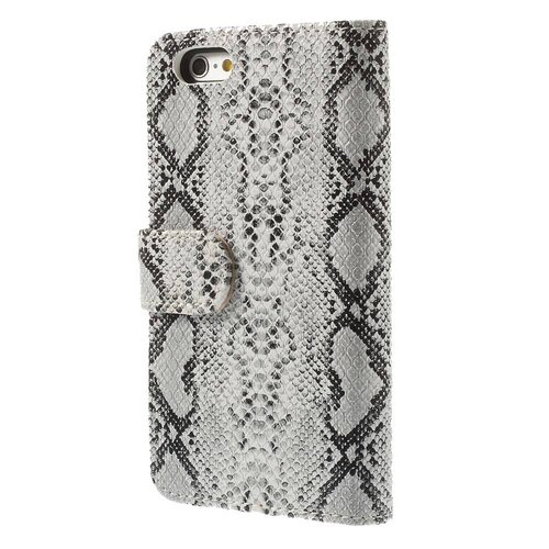 pu leren wallet iphone 6 s slangenhuid wit