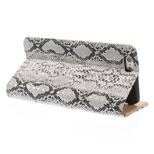 pu leren wallet iphone 6 s slangenhuid wit