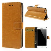 Crazy Horse Stand lederen kaarthouder voor iphone 6 4,7 inch - orange