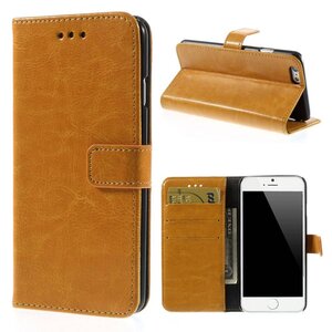 Crazy Horse Crazy Horse Stand lederen kaarthouder voor iphone 6 4,7 inch - orange Crazy Horse Crazy Horse Stand lederen kaarthouder voor iphone 6 4,7 inch - orange