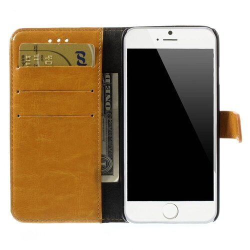Crazy Horse crazy horse stand lederen kaarthouder voor iphone 6 4 7 inch orange