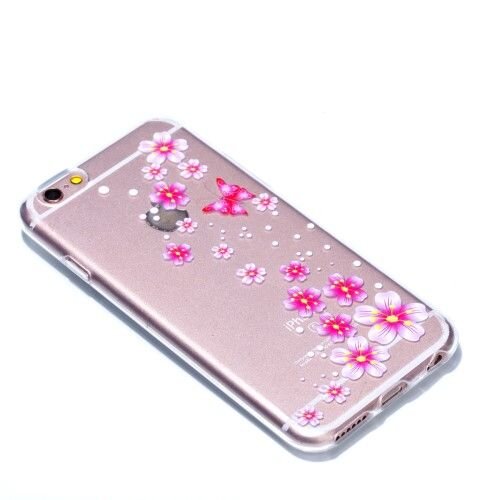 TVC tpu soft case voor iphone 6s 6 4 7 inch bloemen vlinder