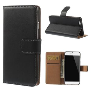 Split Leren Wallet iPhone 6(s) - Zwart
