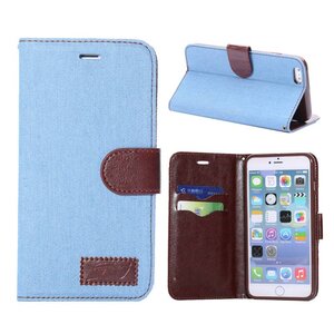 TVC Spijkerstof Wallet iPhone 6(s) plus - Lichtblauw