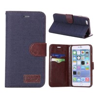 Spijkerstof Wallet iPhone 6(s) plus - Donkerblauw