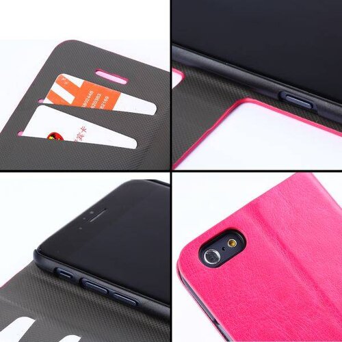 TVC pu leren wallet standaard iphone 6 s plus zwart