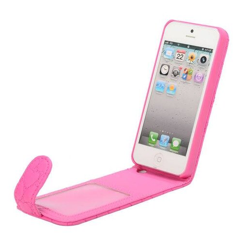 roze hartjes gestikte pu leren flip case