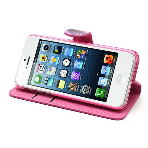 pu leren wallet iphone 5 s se paarse bloem