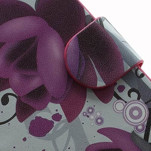 pu leren wallet iphone 5 s se paarse bloem