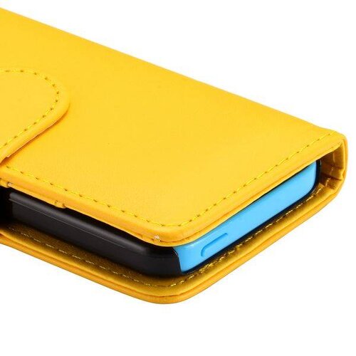 iphone 5c wallet case geel