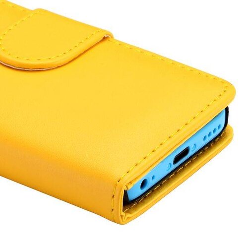 iphone 5c wallet case geel