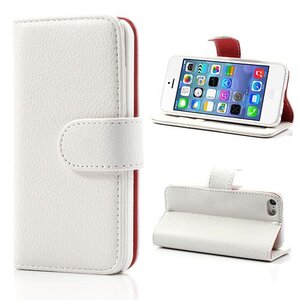 iPhone 5C Wallet/Stand Case Leder Wit
