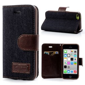 Jeans iPhone 5C Wallet/Stand Case donker blauw