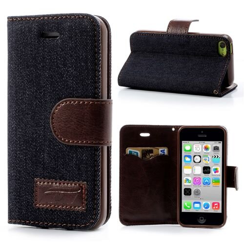 Jeans iPhone 5C Wallet/Stand Case donker blauw