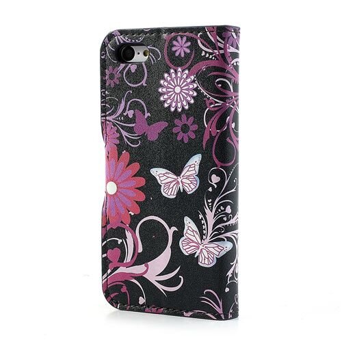 pu leren wallet iphone 5c vlinders zwart pu leren wallet iphone 5c vlinders zwart