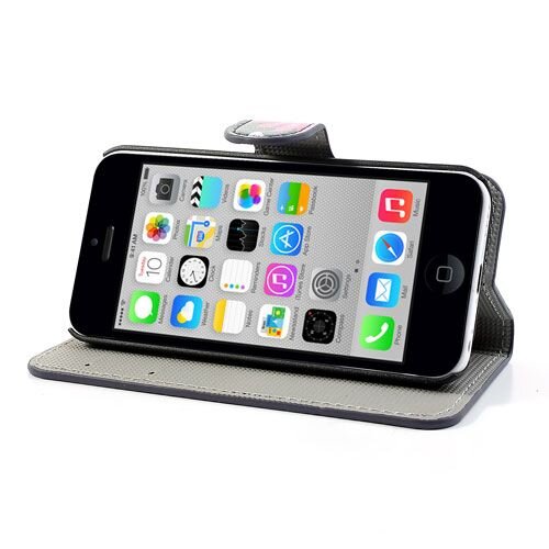 pu leren wallet iphone 5c vlinders zwart pu leren wallet iphone 5c vlinders zwart