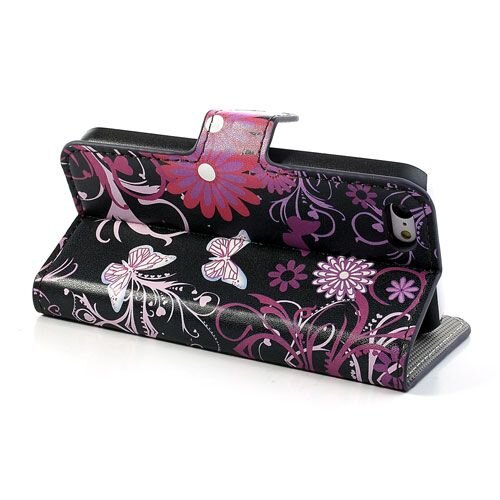pu leren wallet iphone 5c vlinders zwart pu leren wallet iphone 5c vlinders zwart