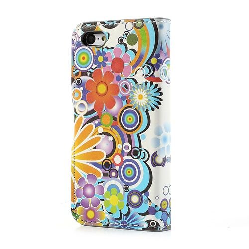 kleurrijke bloemen wallet stand case iphone 5c