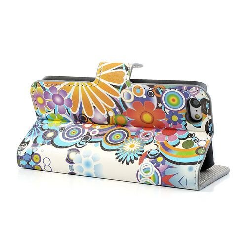 kleurrijke bloemen wallet stand case iphone 5c