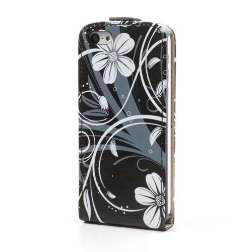 pu leren flipcase iphone 5c witte bloemen pu leren flipcase iphone 5c witte bloemen