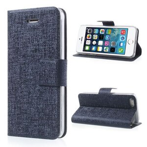 Lederen stand case iphone 5 donker blauw