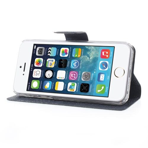 lederen stand case iphone 5 donker blauw