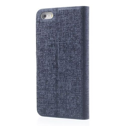 lederen stand case iphone 5 donker blauw