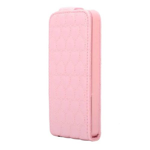 zacht roze hartjes gestikte lederen flipcase ipho