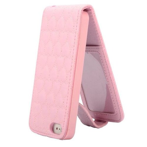 zacht roze hartjes gestikte lederen flipcase ipho