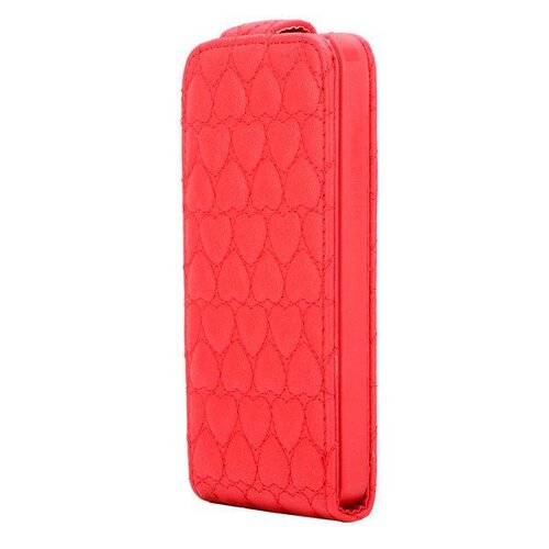 rode hartjes gestikte lederen flipcase iphone 5 5