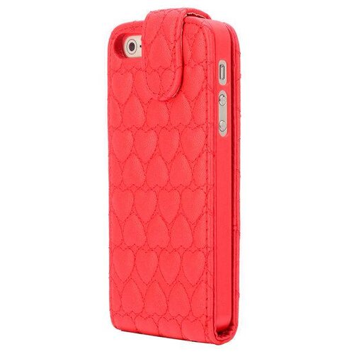 rode hartjes gestikte lederen flipcase iphone 5 5