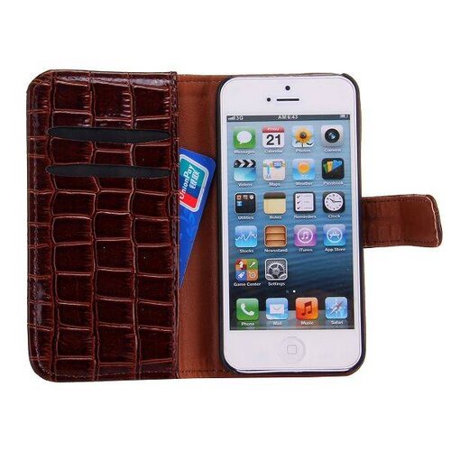 krokodille patroon flip stand lederen case iphone