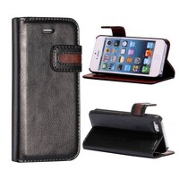 Crazy Horse Stand Lederen Case iPhone 5 5S zwart