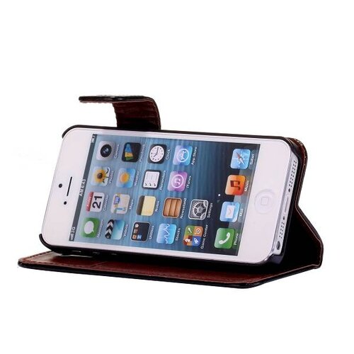 Crazy Horse crazy horse stand lederen case iphone 5 5s zwart