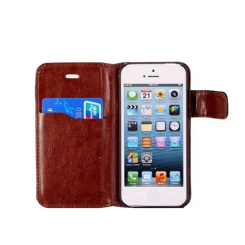 Crazy Horse crazy horse stand lederen case iphone 5 5s zwart