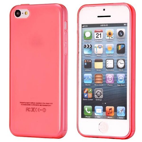 Nieuwste Glossy Transparante TPU Case voor iPhone 5C rood Nieuwste Glossy Transparante TPU Case voor iPhone 5C rood