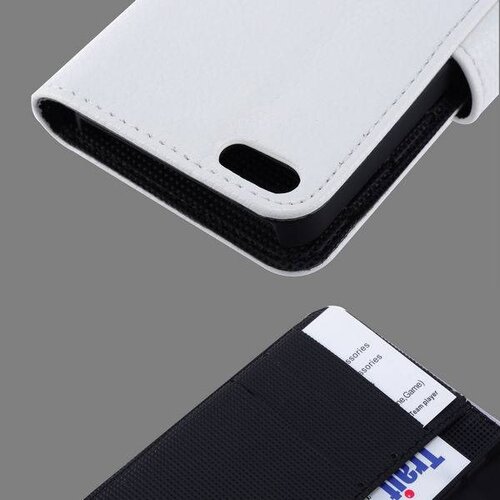 lederen wallet case voor de iphone 5 5s wit