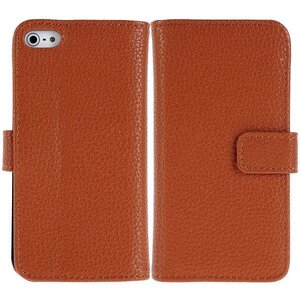 Lederen Wallet Case voor de iPhone 5 5S (bruin)