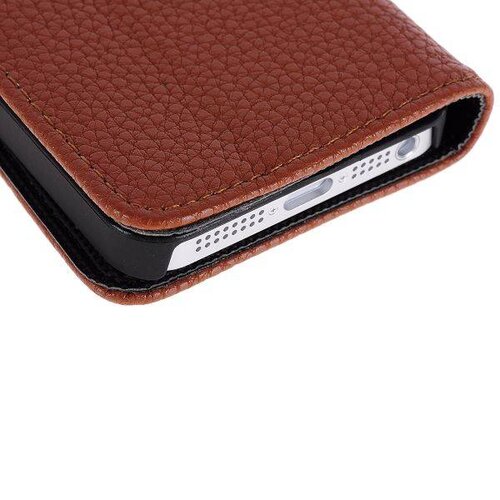 lederen wallet case voor de iphone 5 5s bruin