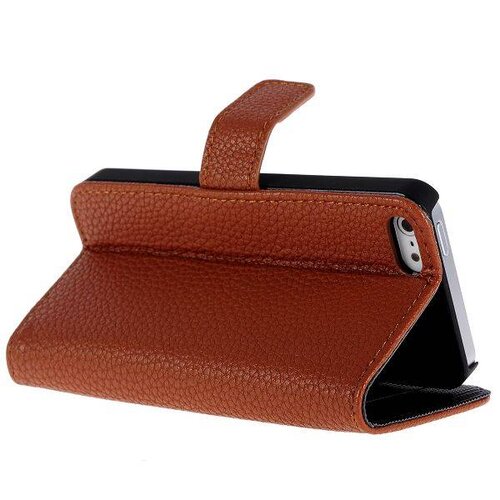 lederen wallet case voor de iphone 5 5s bruin