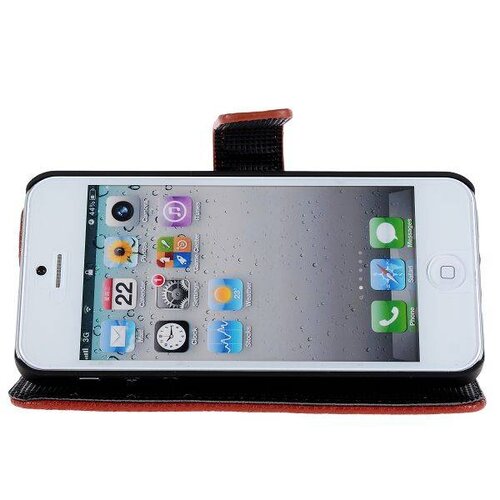 lederen wallet case voor de iphone 5 5s bruin