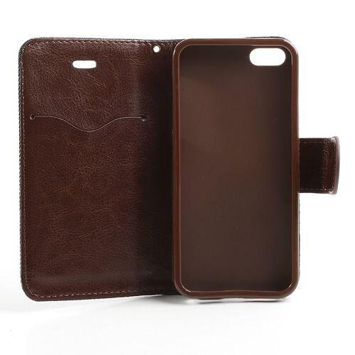 spijkerstof wallet iphone 5 s se donkerblauw