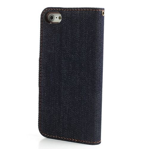 spijkerstof wallet iphone 5 s se donkerblauw