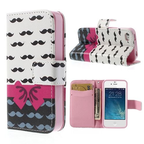 mustaches bowknot lederen stand shell met wallet mustaches bowknot lederen stand shell met wallet