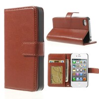 Crazy Horse Stand lederen kaarthouder Bruin voor iPhone 4/4s