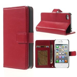 Crazy Horse Crazy Horse Stand lederen kaarthouder Rood voor iPhone 4/4s Crazy Horse Crazy Horse Stand lederen kaarthouder Rood voor iPhone 4/4s