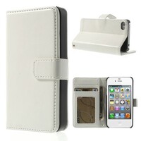 Crazy Horse Stand lederen kaarthouder Wit voor iPhone 4/4s