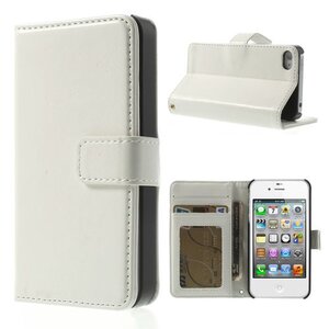Crazy Horse Crazy Horse Stand lederen kaarthouder Wit voor iPhone 4/4s Crazy Horse Crazy Horse Stand lederen kaarthouder Wit voor iPhone 4/4s